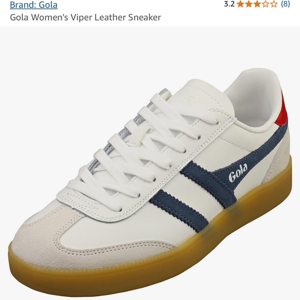 Gola White and Blue Retro Sneakers with Suede Accents